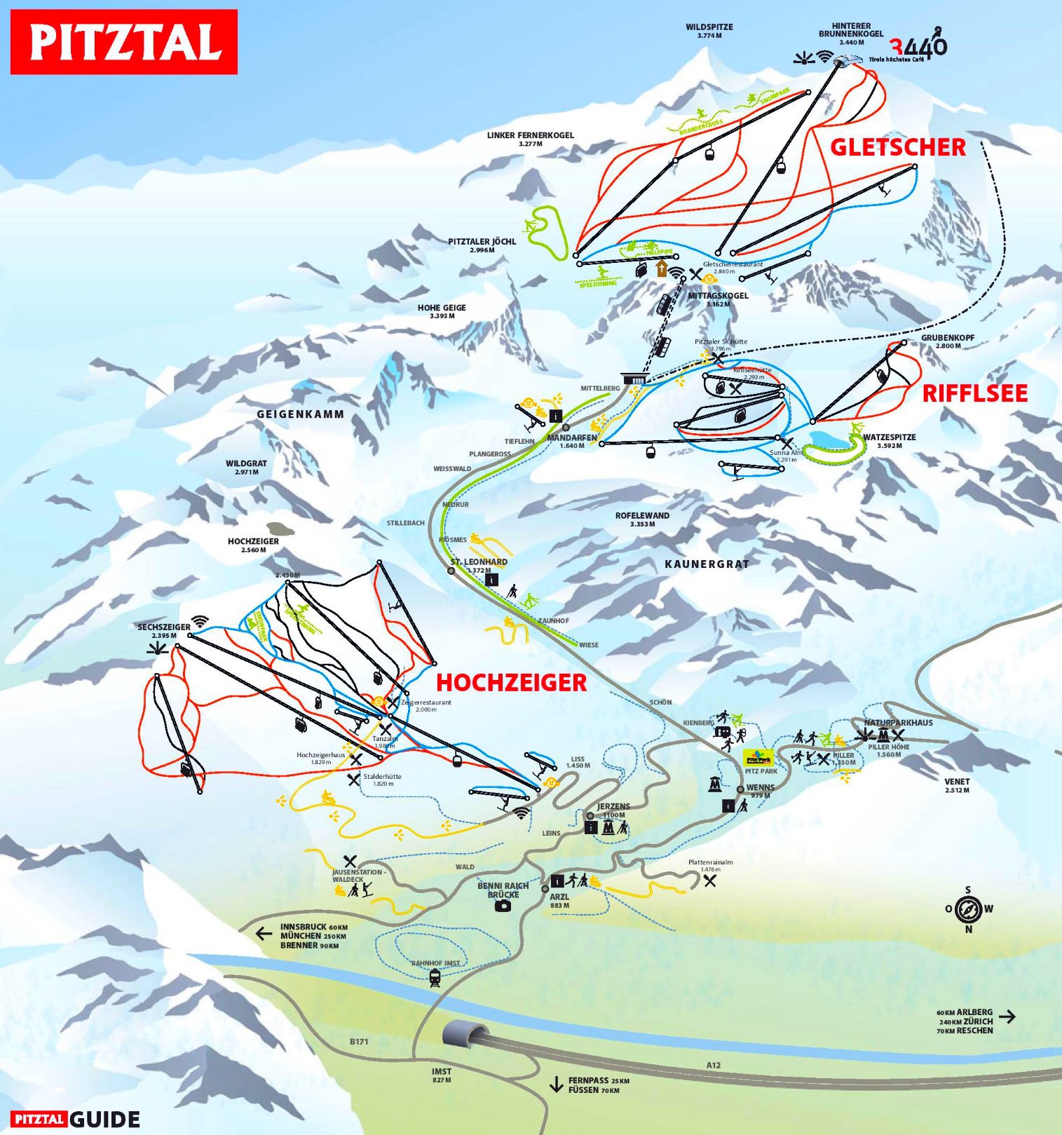 Středisko Pitztal - mapa 