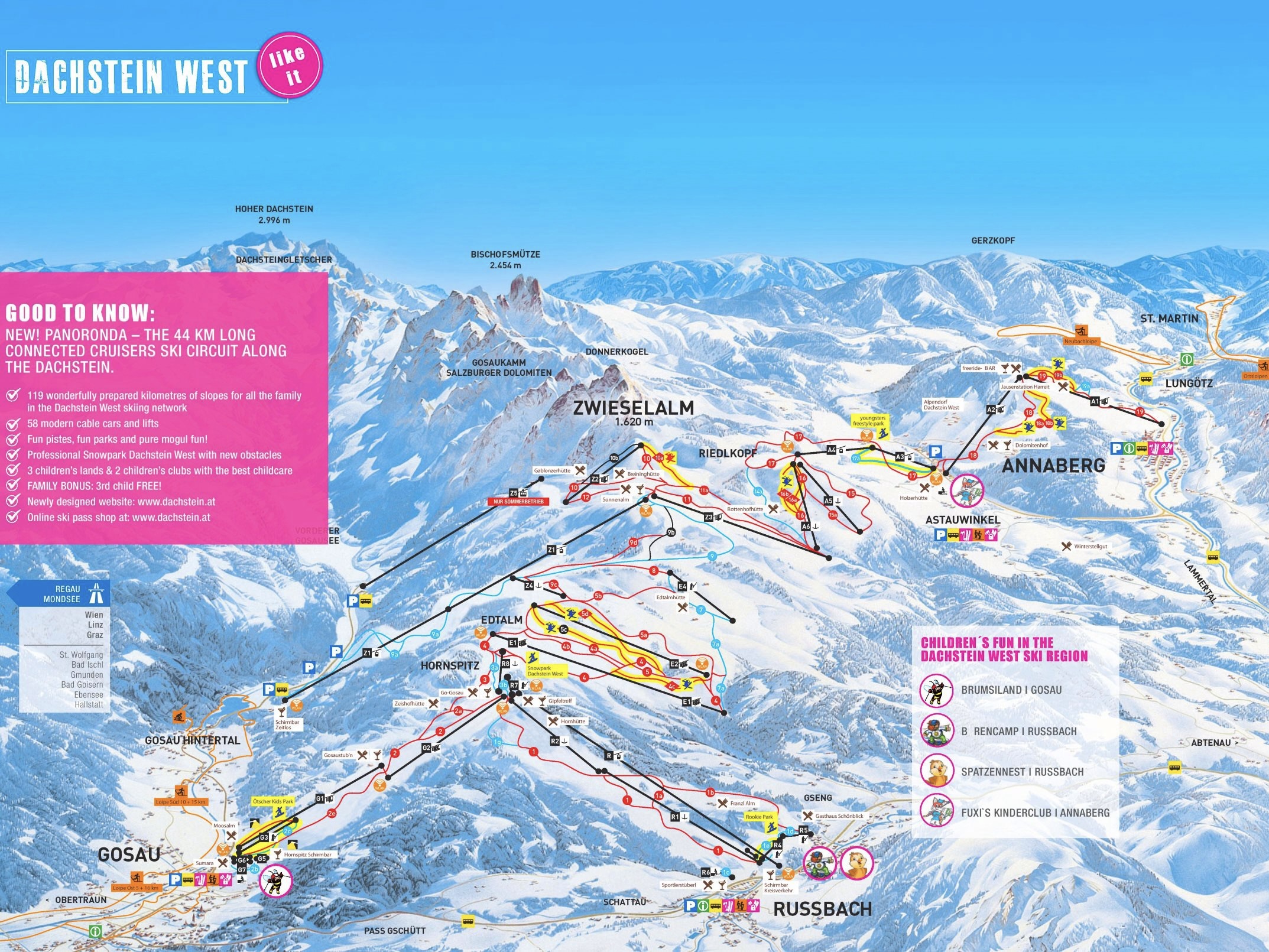 Dachstein West - mapa střediska 